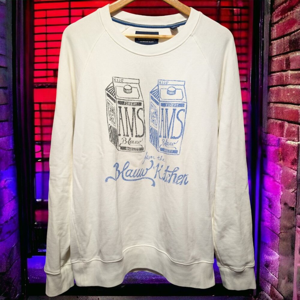 Scotch & Soda Amsterdam Blauw Kitchen Limited Crewneck, Large